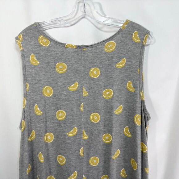 Cato Plus Size 18 20 Tank Top Gray Lemon Print Knit Rayon Scoop Neck Cami 1570 - Picture 5 of 8